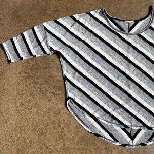 Black, White, & Gray Striped Top